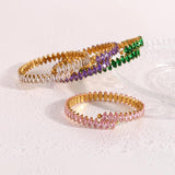 Christmas Jewelry Gift Green Pink Purple Crystal Marquis Zircon Bangles