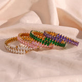 Christmas Jewelry Gift Green Pink Purple Crystal Marquis Zircon Bangles