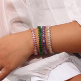 Christmas Jewelry Gift Green Pink Purple Crystal Marquis Zircon Bangles