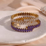Christmas Jewelry Gift Green Pink Purple Crystal Marquis Zircon Bangles