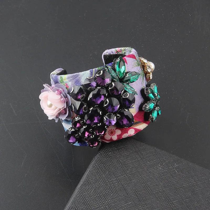 Floral Cloth Grape Diamond Bracelet 958