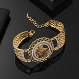 Arab Allah Bracelet Vintage Flower Wide Cuff Bangle
