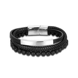 Punk Men Multilayer Leather Stone Bracelet