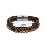 Punk Men Multilayer Leather Stone Bracelet