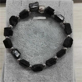 Raw Tourmaline Hematite Tiger Eye Hamsa Bracelet