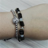 Raw Tourmaline Hematite Tiger Eye Hamsa Bracelet