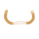 Peri'sbox Mix 2 Layered Freshwater Pearl Bracelet Wide Watch Strap Chain