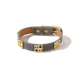 Stainless Steel Buckle PU Leather Bracelet Bangle Brown Green