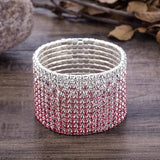 Crystal Bangle Bracelet Red Clear Rhinestone Wedding Bangles