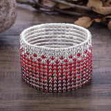 Crystal Bangle Bracelet Red Clear Rhinestone Wedding Bangles