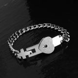 2Pcs Couple Bracelet Lover Heart Love Lock Bangle Set