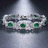 Green CZ Oval Shape Chain Bracelet
