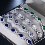 Green CZ Oval Shape Chain Bracelet