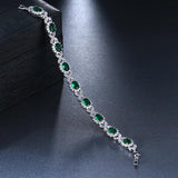 Green CZ Oval Shape Chain Bracelet