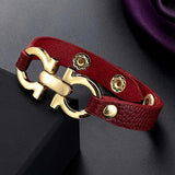 Tin alloy PU leather Women Bracelet Dubai bangle