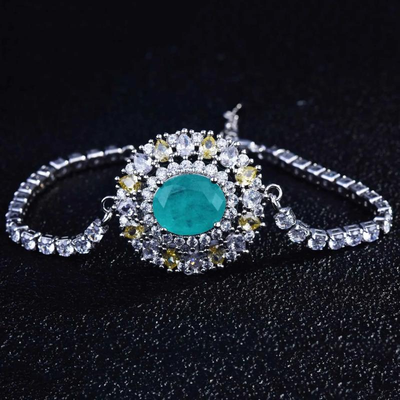 Women's Silver Imitated Paraiba Tourmaline Bracelet