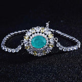 Women's Silver Imitated Paraiba Tourmaline Bracelet