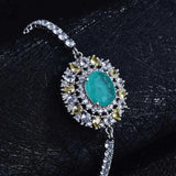 Women's Silver Imitated Paraiba Tourmaline Bracelet