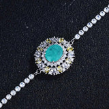 Women's Silver Imitated Paraiba Tourmaline Bracelet