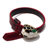 Enamel Snake Head Leather Bracelet for Women