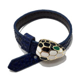 Enamel Snake Head Leather Bracelet for Women