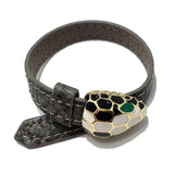 Enamel Snake Head Leather Bracelet for Women