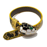Enamel Snake Head Leather Bracelet for Women