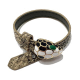 Enamel Snake Head Leather Bracelet for Women