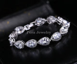 Pera Water Drop CZ Crystal Chain Link Bracelet Bridesmaid