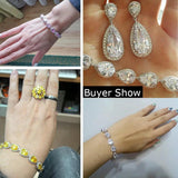 Pera Water Drop CZ Crystal Chain Link Bracelet Bridesmaid