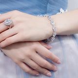 Pera Water Drop CZ Crystal Chain Link Bracelet Bridesmaid
