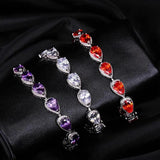 Pera Water Drop CZ Crystal Chain Link Bracelet Bridesmaid
