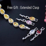 Pera Water Drop CZ Crystal Chain Link Bracelet Bridesmaid