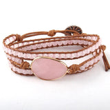 Beaded Bracelet Jewelry Long Natural Stones and Stone Charm 3 Strands Wrap