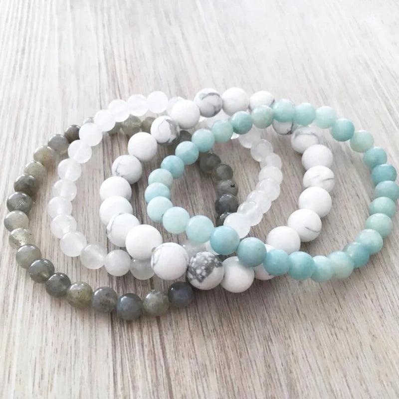 Howlite, Jade, Labr. & Amazonite Bracelet Set