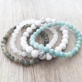 Howlite, Jade, Labr. & Amazonite Bracelet Set