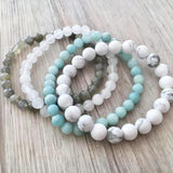 Howlite, Jade, Labr. & Amazonite Bracelet Set