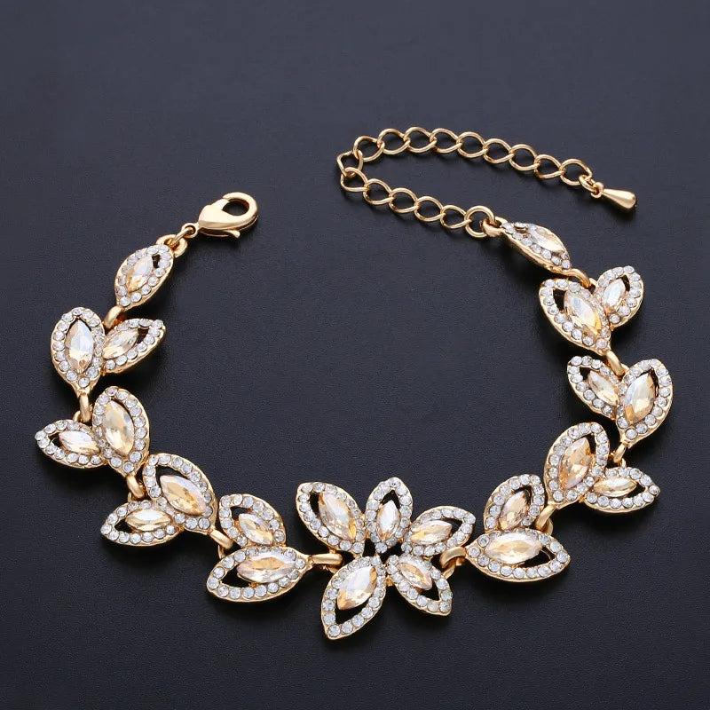 Silver Crystal Rhinestone Bridal Engagement Charm Bracelet