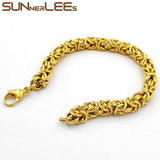 Byzantine Link Chain Stainless Steel Bracelet Silver Plated