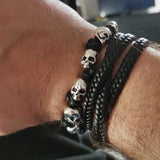 Skull Head Punk Bracelet Bangle Metal Weaving Personality