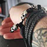 Skull Head Punk Bracelet Bangle Metal Weaving Personality