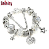 Star Heart Bead Magnifying Glass Bracelet Crystal Beaded Jewelry