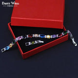 Colorful Silver Zirconia Women Bracelet with Rose Red Green Stone