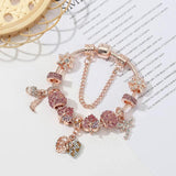 European Style Leaves & Butterfly Pendant Charm Bracelet