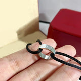 Titanium Steel Circle Braided Cotton Rope Bracelet Bangle