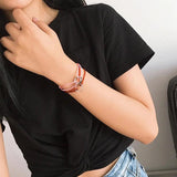 Titanium Steel Circle Braided Cotton Rope Bracelet Bangle