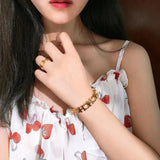 Classia Open Bangle Silver Rose Full Letter Bracelet for Women