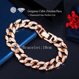 Pera Noble Bridal Bangle Bracelet 585 CZ Wide Circle Link Chain Wedding Jewelry
