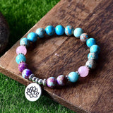 Women Yoga Bracelets Natural Stone Stretch Charms Elastic Boho