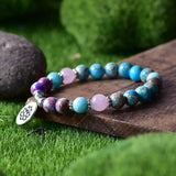 Women Yoga Bracelets Natural Stone Stretch Charms Elastic Boho